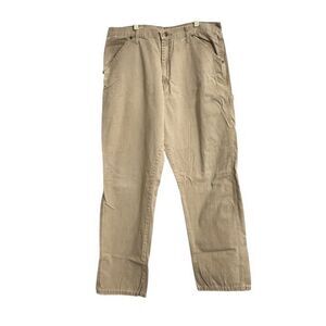 Wrangler Authentics Men's Carpenter Pants Men 36 x 34 Tan Twill 6-Pocket